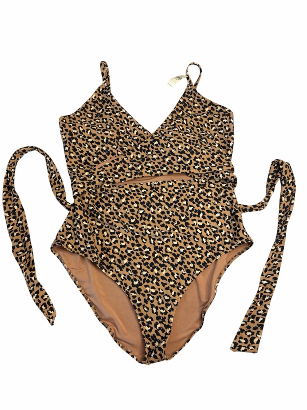 Leopard Print One-Piece Swimsuit - Tan